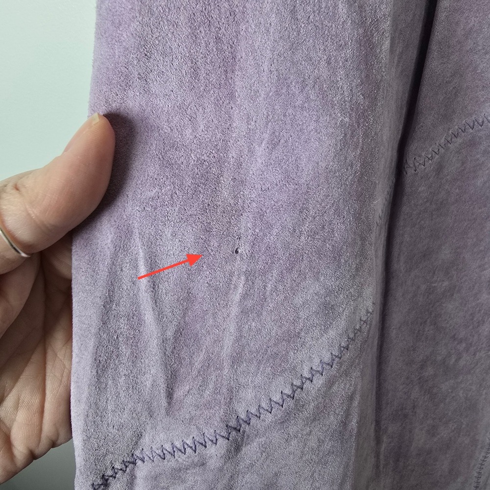 Terry Lewis Purple Suede Leather‎ Midi Skirt Lavender A-Line Size 8 NWT - Picture 3 of 6